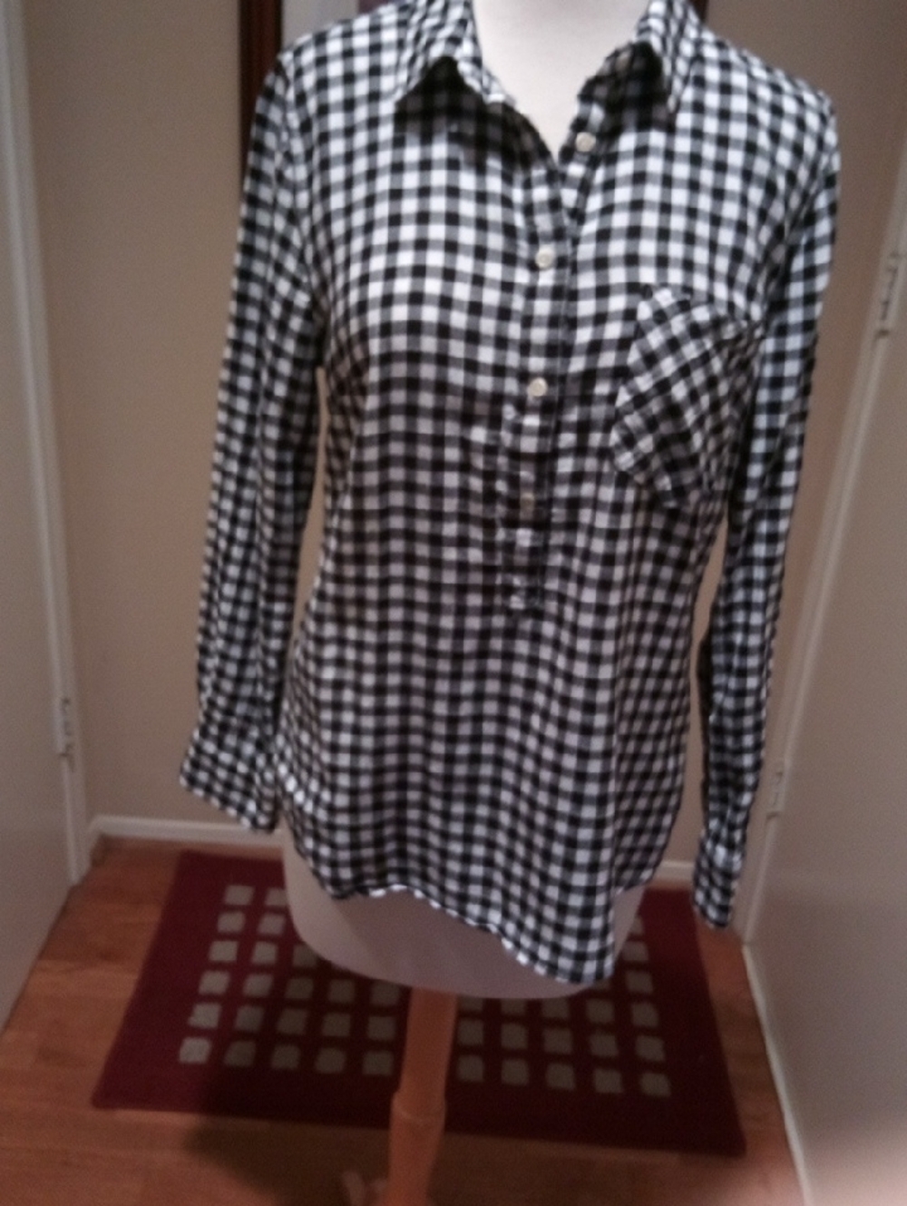 Merona Black and White Gingham Button-Down Shirt